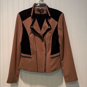 White House Black Market Brown and Black Moto Jacket Size 6